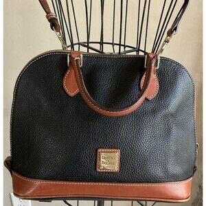 Dooney & Bourke Zip Black Pebble Grain Leather Satchel/Crossbody Handbag EUC